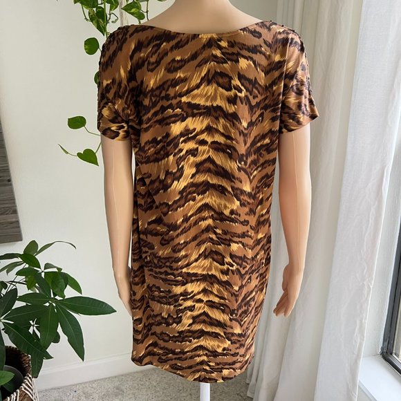 Diane Von Furstenberg DVF Mini Dress Silk Jersey Tiger Animal Print - Picture 7 of 12